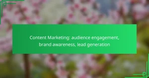Content Marketing: audience engagement, brand awareness, lead generation