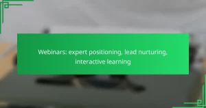 Webinars: expert positioning, lead nurturing, interactive learning